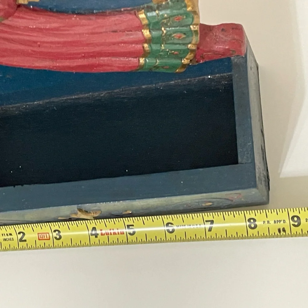 1990s Folk Art Wood Standing or Hangable Box Angel Dove Christmas Motif